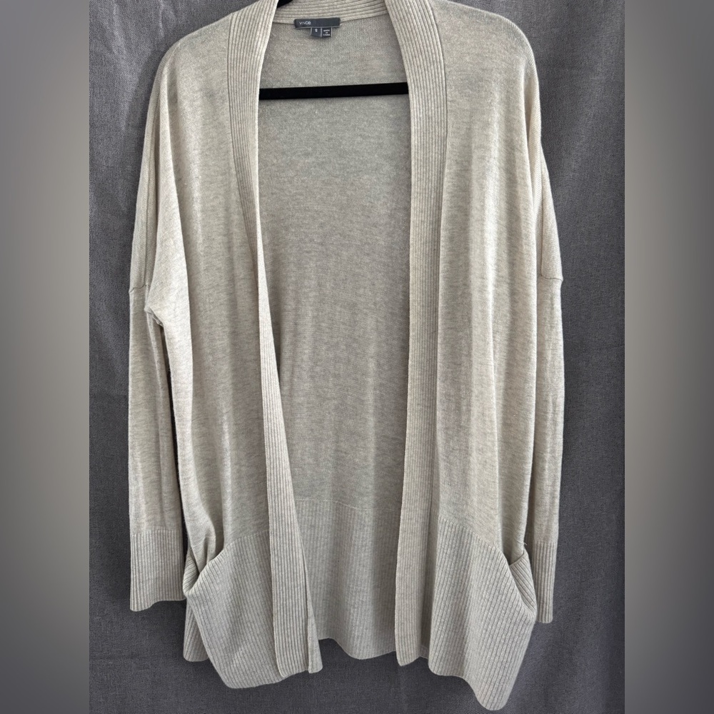 Vince Light Beige Open Front Cardigan